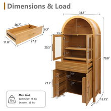 Load image into Gallery viewer, Arched Kitchen Pantry Cabinet With Adjustable Shelves And Barn Door Design
