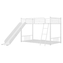 Load image into Gallery viewer, Metal Bunk Bed with Slide, Twin over Twin, White
