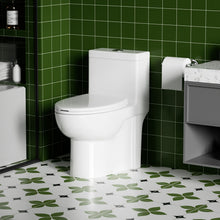 Load image into Gallery viewer, Gloss Tornado Flush 1 Piece Toilet With Soft Closing Seat, Water Saving Dual Flush - Gloss White
