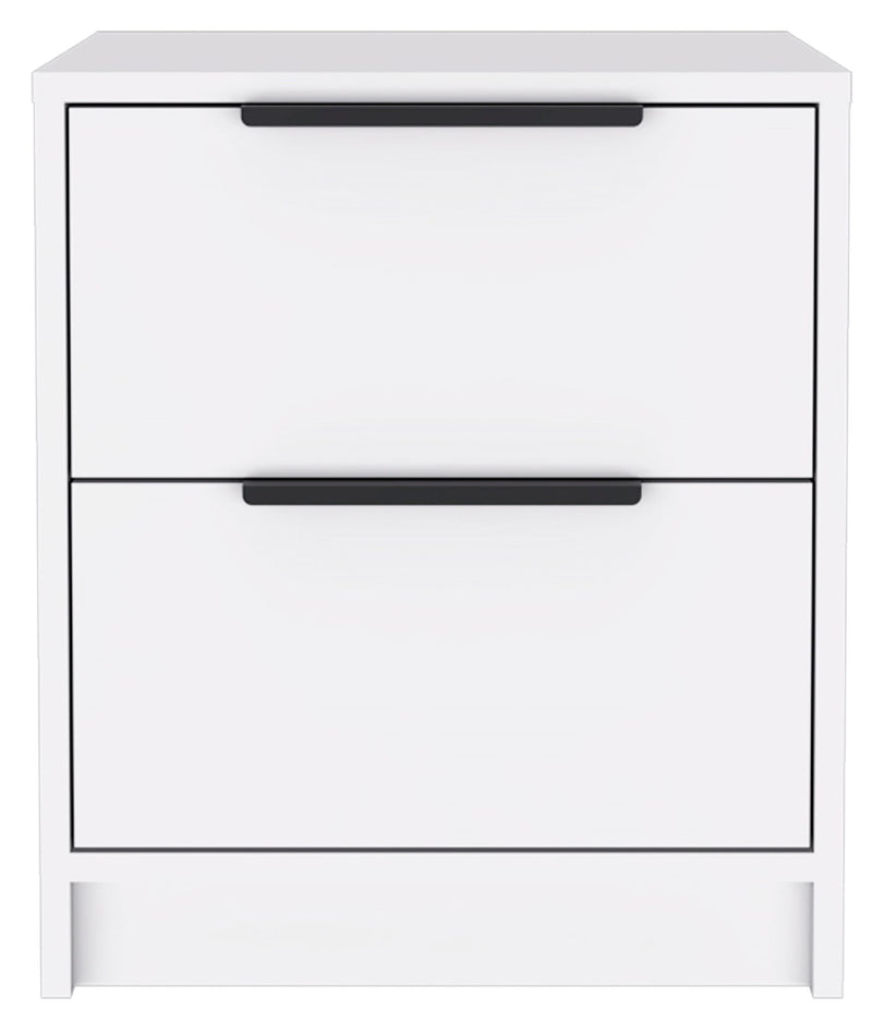 Stylish Two Drawer Nightstand - White