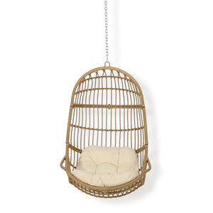 Rustic Hanging Basket Chair With Cushion