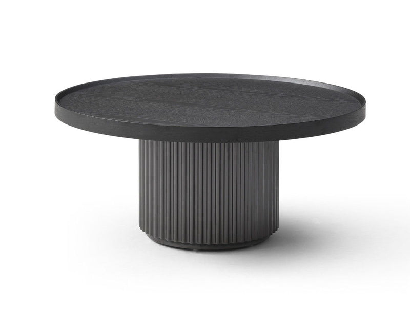 Solid Wood Round Pedestal Coffee Table - Dark Gray