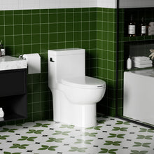 Load image into Gallery viewer, Gloss Tornado Flush 1 Piece Elongated Toilet With Siphonic Side Press, ADA Comfort Chair Height - Gloss White
