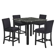 Load image into Gallery viewer, 5 Piece Counter Height Dining Set With Table, Tufted Nail Head Chairs - Black
