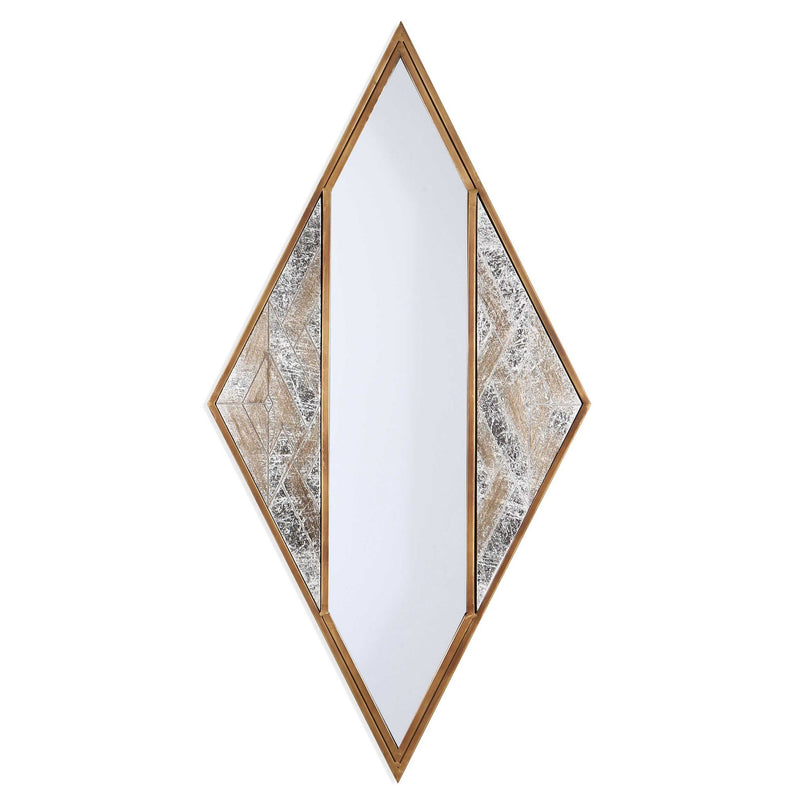 38" Mixed Metal Diamond Accent Mirror - Brass / Silver