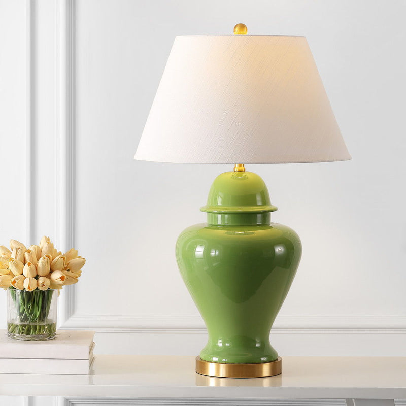 Urn Table Lamp With Empire Shade - Green