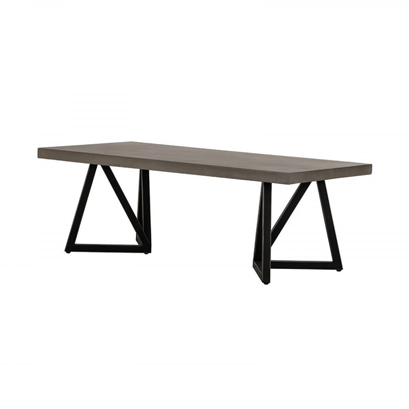 Modern Concrete Metal Coffee Table - Dark Gray And Black