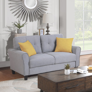 57.5" Modern Living Room Loveseat Linen Upholstered Couch Furniture for Home or Office ,Light Grey-Blue,(2-Seat,Old Sku:WF288518AAC)