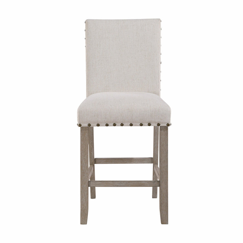 26" Wood And Fabric Counter Height Bar Chair - White / Natural