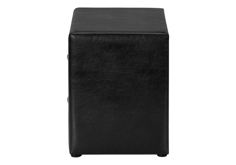 Faux Leather Two Drawer Nightstand - Black