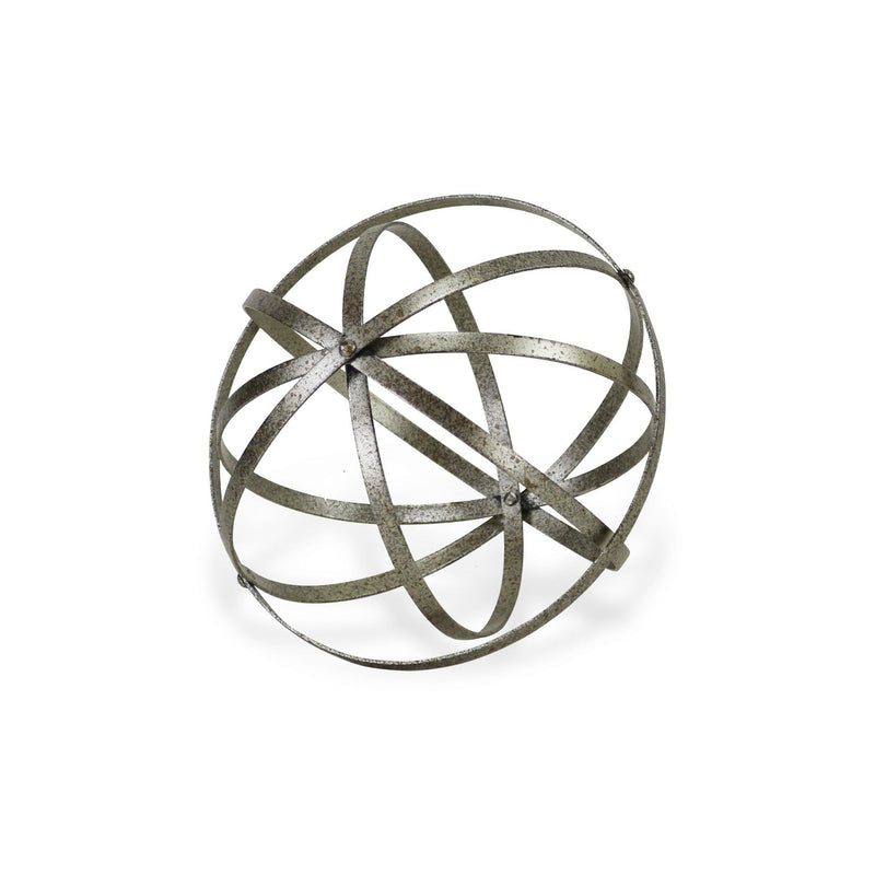 Hand Painted Decorative Orb Tabletop Sculpture - Silver