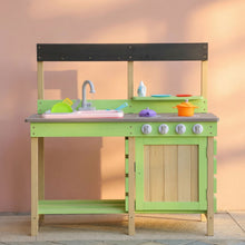 Load image into Gallery viewer, Kids Play Kitchen With Mud Kitchen Set &amp; Water Play Toys For Outdoor Use - Green
