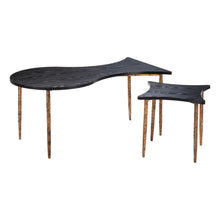 Load image into Gallery viewer, Wood And Steel Free Form Coffee And End Table (Set of 2) - Black And Bronze
