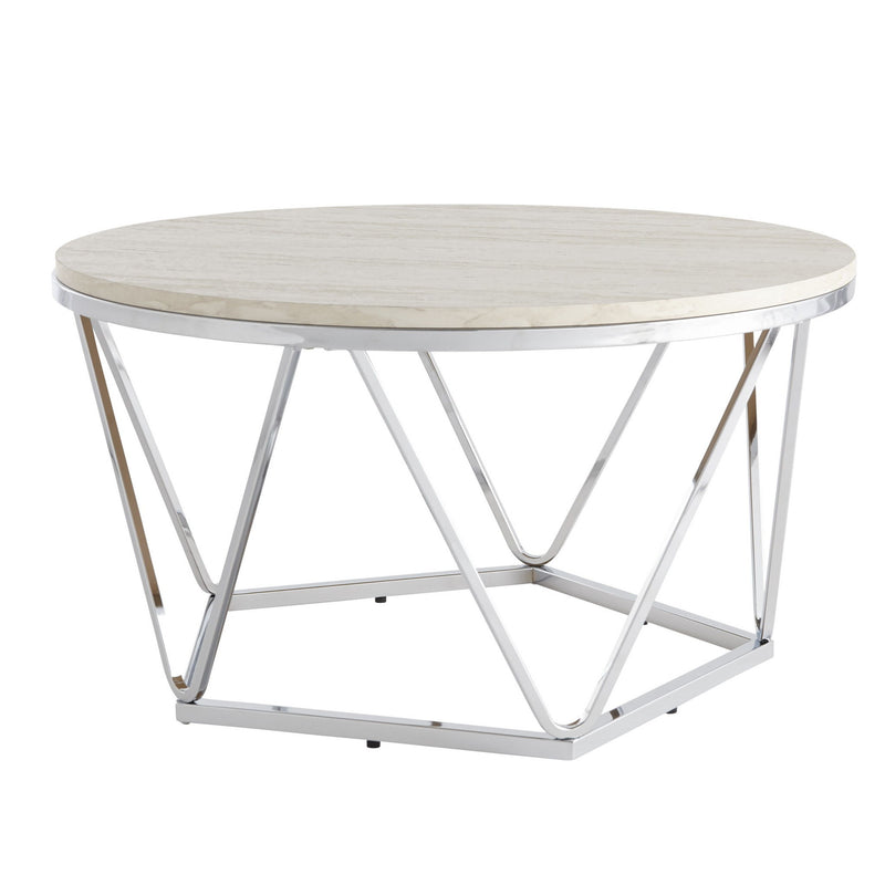 Manufactured Wood And Metal Round Coffee Table - Silver