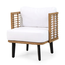 Load image into Gallery viewer, Outdoor Wicker Club Chair With Water Resistant Cushion - Brown
