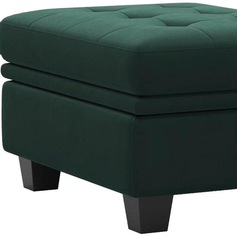 Velvet Tufted Storage Ottoman (714388) - Green / Black