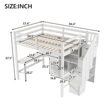 Load image into Gallery viewer, Loft Bed &amp; L Shaped Desk, Drawers, Cabinet, And Storage Staircase
