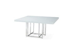 Load image into Gallery viewer, 59" Wood And Metal Pedestal Base Square Dining Table - White

