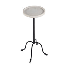Load image into Gallery viewer, 25" Marble And Iron Round Pedestal End Table - White And Black
