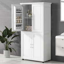 Load image into Gallery viewer, Tall And Wide Bathroom Floor Storage Cabinet With 4 Doors, Adjustable Shelves - White
