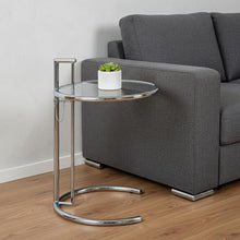 Load image into Gallery viewer, Glass And Metal Height Adjustable Round End Table - Clear / Silver
