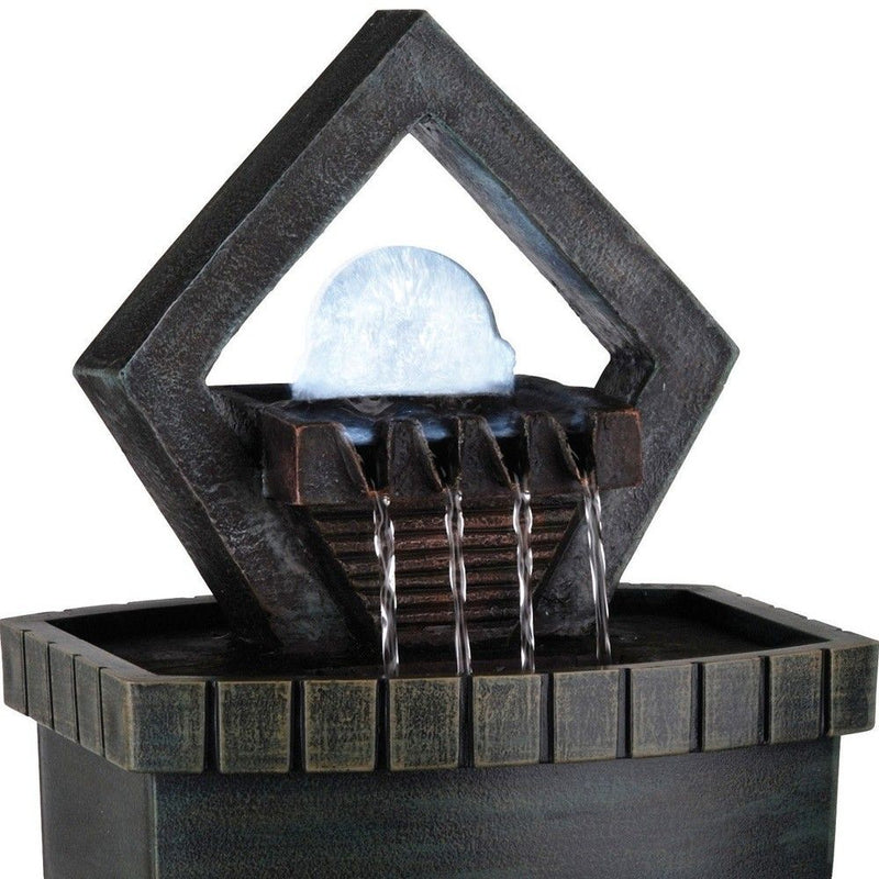 Poly Geo Pebbles Tabletop Fountain With LED Light - Brown