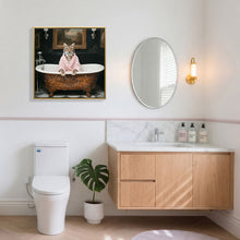 Load image into Gallery viewer, Tiger In Bathtub Wall Art Print Poster, Bathroom Decor Posters Prints For Restroom - Pink / White
