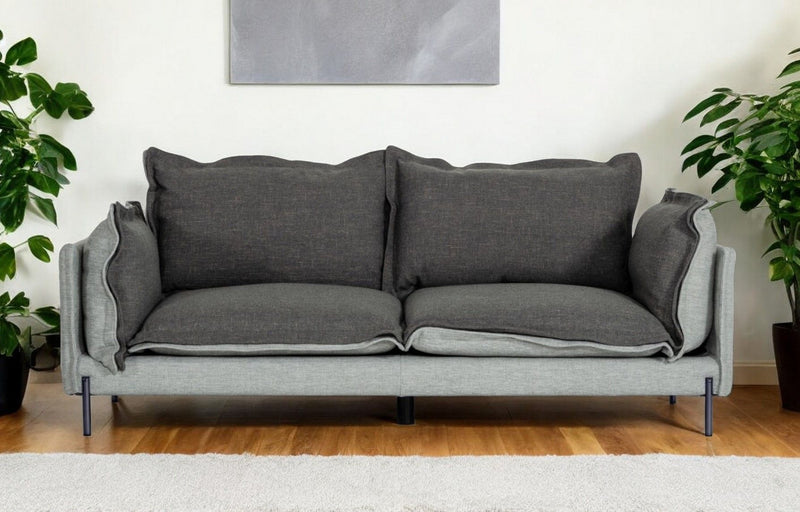 Modern Two Tone Sofa With Reversible Cushions - Gray