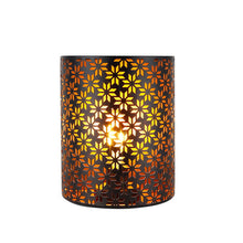 Load image into Gallery viewer, 8" Battery Operated Lamp With Pierced Cylinder Shade - Bronze
