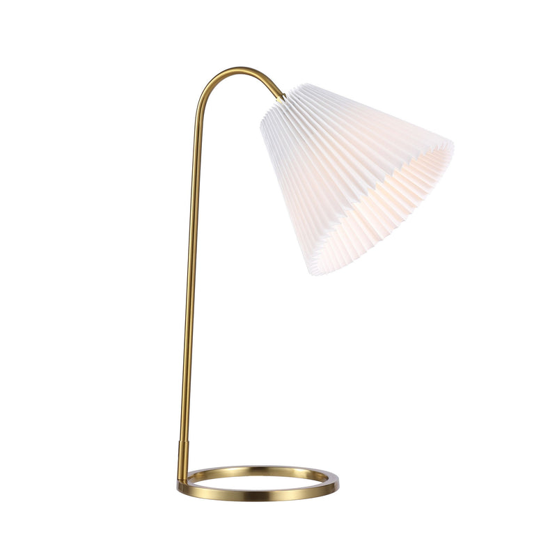 Ribbed Swing Arm Geometric Arched Lamp With Empire Shade - Brass