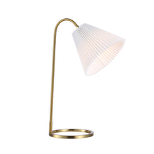 Load image into Gallery viewer, Ribbed Swing Arm Geometric Arched Lamp With Empire Shade - Brass
