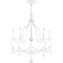 Load image into Gallery viewer, 24" Five Light Dimmable Chandelier With Shades - Antiqued White
