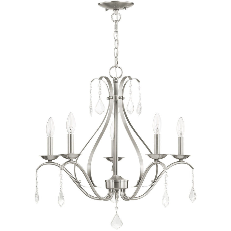 23" Five-Light Dimmable Chandelier With Shades - Nickel