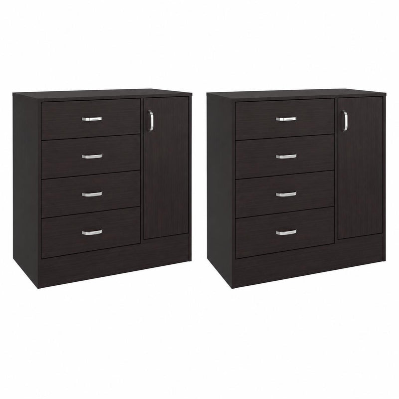 Wood Four Drawer Combo Dresser (Set of 2) - Brown