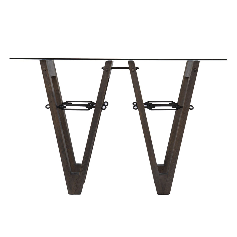 Glass Abstract Console Table - Clear / Gray / Brown