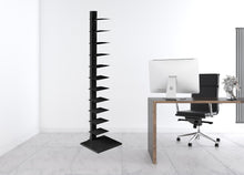 Load image into Gallery viewer, Twelve Tier Narrow Tower Bookcase - Black
