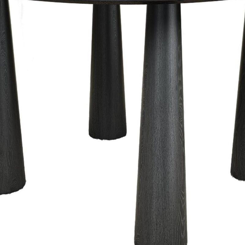 Wood Three Leg Base Round Top Dining Table - Black