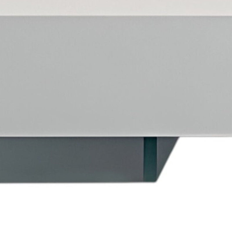 53" Wood And Glass Sled Coffee Table - White And Clear