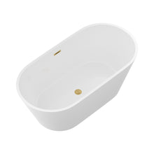 Load image into Gallery viewer, Gloss Freestanding Bathtub With Overflow And Pop Up Drain, Stand Alone Soaking Tub - Glossy White
