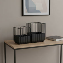 Load image into Gallery viewer, Wire Cage Square Pot Planters (Set of 2) - Black
