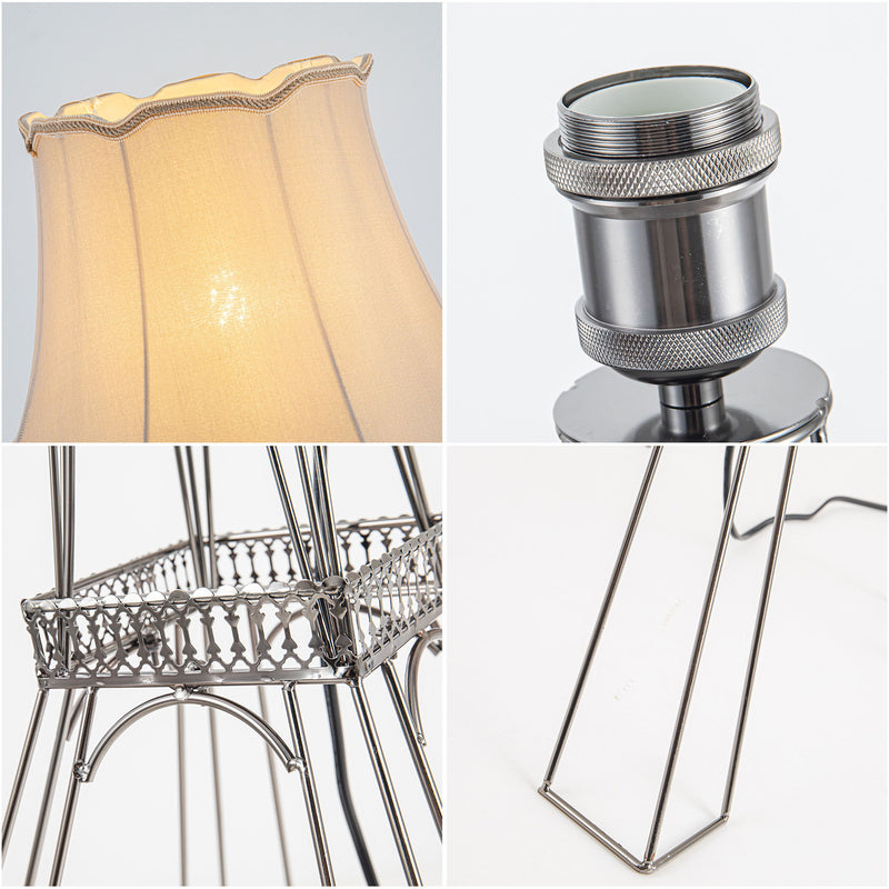 LED Light Changing Floor Lamp With Beige Bell Shade - Brass