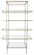 Load image into Gallery viewer, Five Tier Etagere Bookcase - Antiqued Gold / Clear
