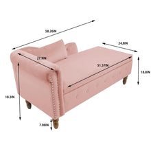 Load image into Gallery viewer, Chaise Lounge Indoor, Lounge Chair For Bedroom With Storage &amp; Pillow, Modern Upholstered Rolled Arm Chase Lounge For Sleeping With Nailhead Trim For Living Room Bedroom Office
