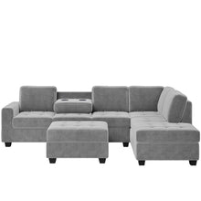 Load image into Gallery viewer, Orisfur. Modern Sectional Sofa with Reversible Chaise, L Shaped  Couch Set with Storage Ottoman and Two Cup Holders for Living Room
