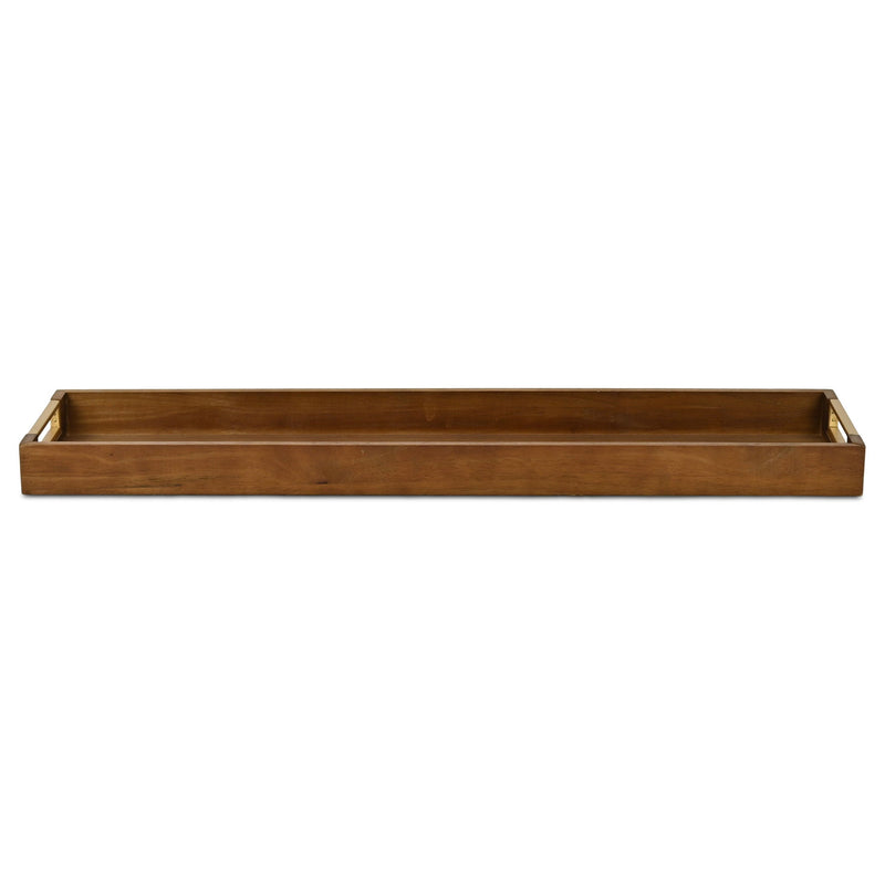 32" Solid Wood Handmade Vanity Tray With Handles - Brown