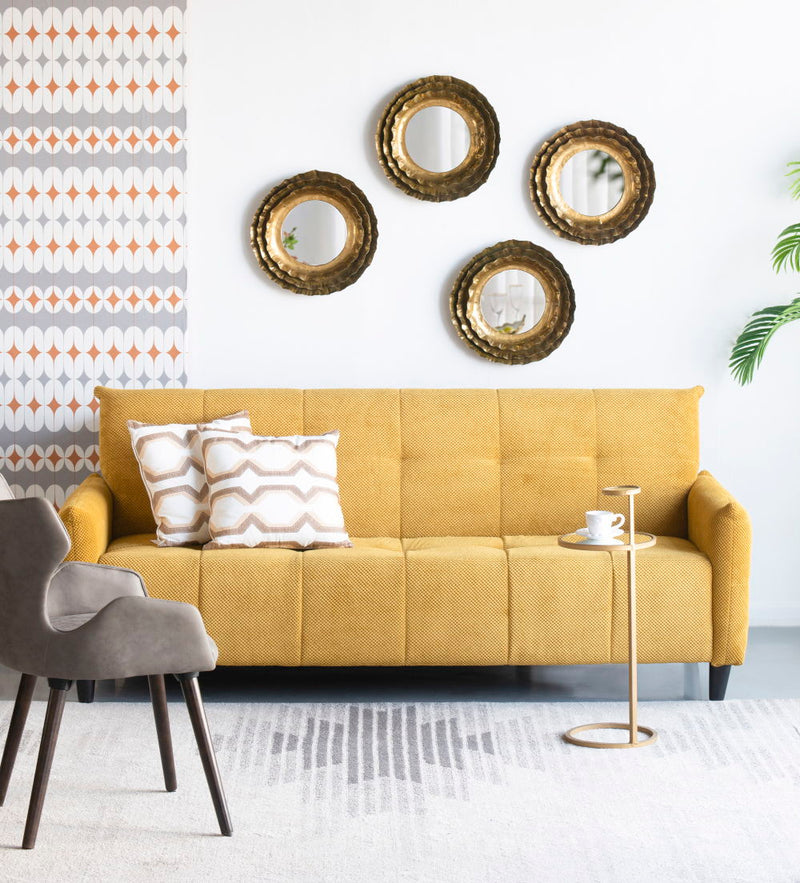 Round Wall Mirror With Metal Frame, Accent Mirror For Living Room - Gold