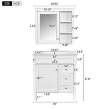 Load image into Gallery viewer, Bathroom Vanity With Top Sink, 2 Doors And 3 Drawers, Freestanding Set With Mirror Cabinet
