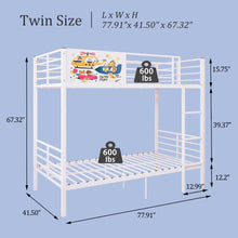 Load image into Gallery viewer, Bunk Bed, Convertible To 2 Separate Twin Size Beds With Full Length Guardrail &amp; Ladder, No Box Spring Needed - White
