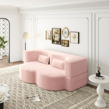 Load image into Gallery viewer, Convertible Plush Corduroy Foam-Filled Sleeper Sofa Bed With 2 Pillows
