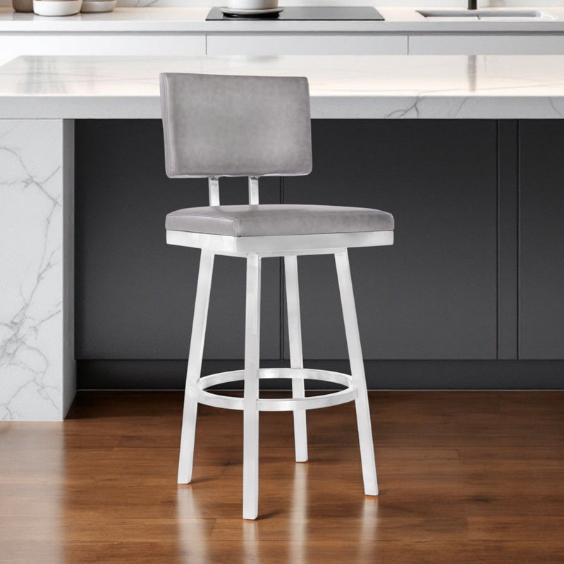 Swivel Counter Height Bar Chair - Light Gray / Silver